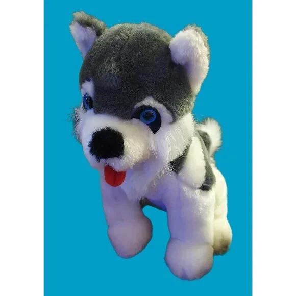 Gray Wolf /Husky Dog Plush 10" Shalom Toy Co Stuffed Animal Toy with Blue Eyes - Picture 5 of 16